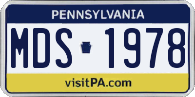 PA license plate MDS1978