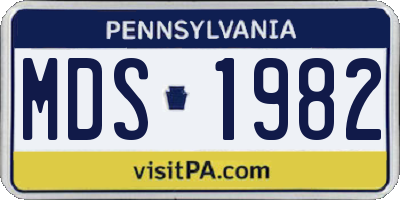 PA license plate MDS1982