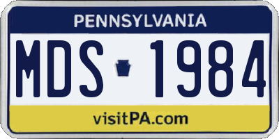PA license plate MDS1984