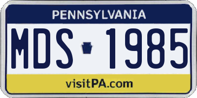 PA license plate MDS1985