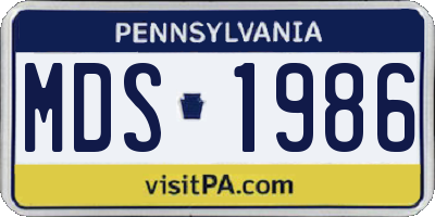 PA license plate MDS1986