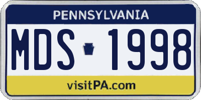 PA license plate MDS1998