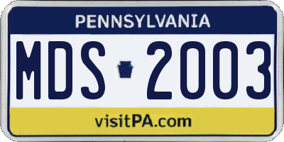 PA license plate MDS2003