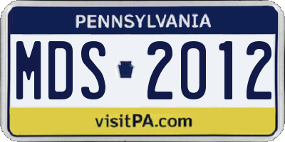 PA license plate MDS2012