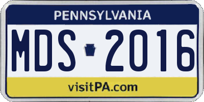 PA license plate MDS2016