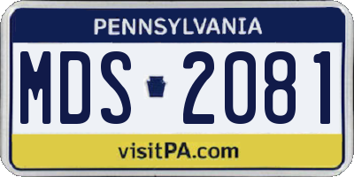 PA license plate MDS2081