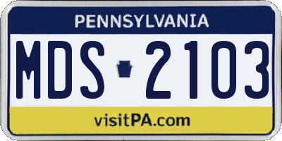 PA license plate MDS2103