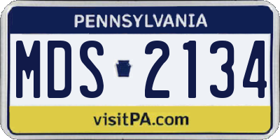 PA license plate MDS2134