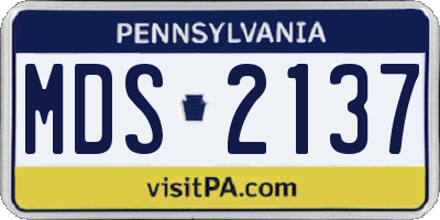 PA license plate MDS2137
