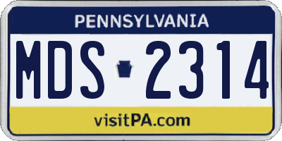 PA license plate MDS2314