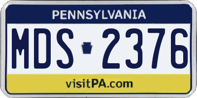 PA license plate MDS2376