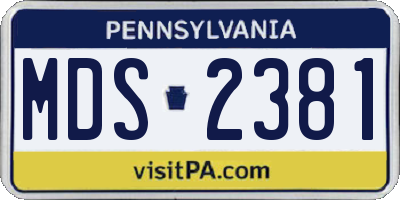 PA license plate MDS2381