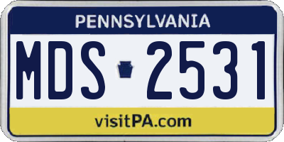 PA license plate MDS2531