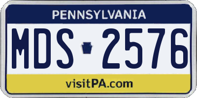 PA license plate MDS2576