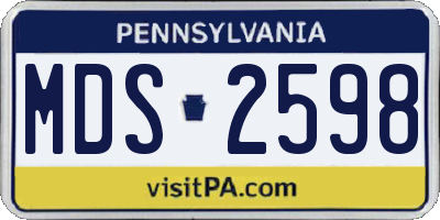 PA license plate MDS2598