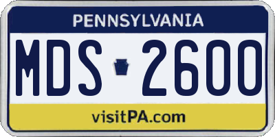 PA license plate MDS2600
