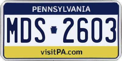 PA license plate MDS2603