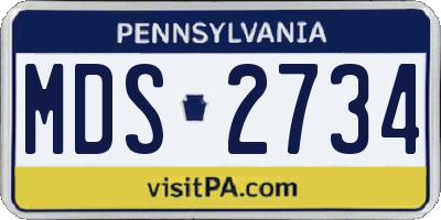 PA license plate MDS2734