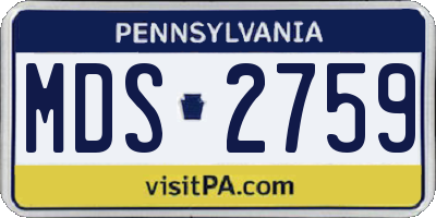 PA license plate MDS2759