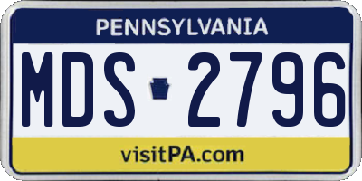 PA license plate MDS2796