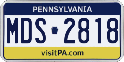 PA license plate MDS2818