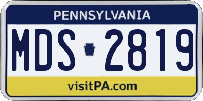 PA license plate MDS2819