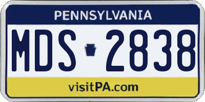 PA license plate MDS2838