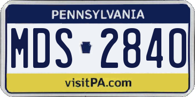PA license plate MDS2840