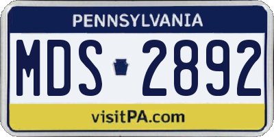 PA license plate MDS2892