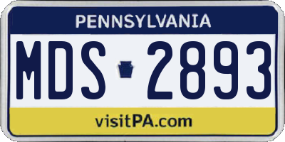 PA license plate MDS2893