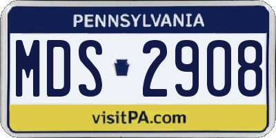 PA license plate MDS2908