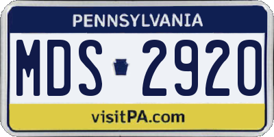 PA license plate MDS2920