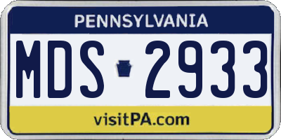 PA license plate MDS2933