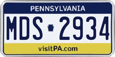 PA license plate MDS2934