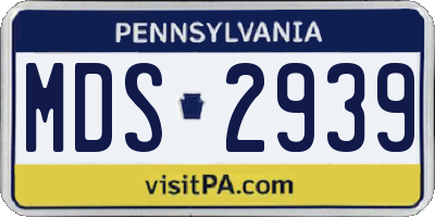 PA license plate MDS2939