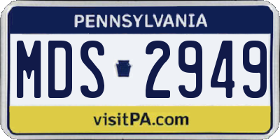 PA license plate MDS2949