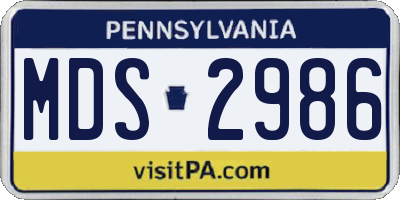 PA license plate MDS2986