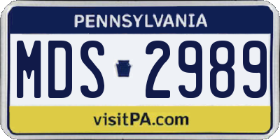 PA license plate MDS2989