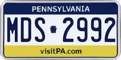 PA license plate MDS2992
