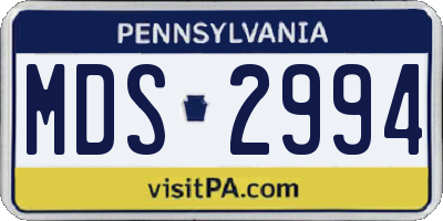 PA license plate MDS2994