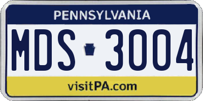 PA license plate MDS3004