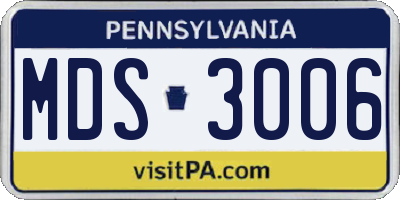 PA license plate MDS3006