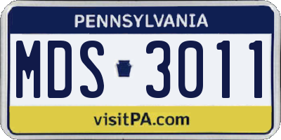 PA license plate MDS3011