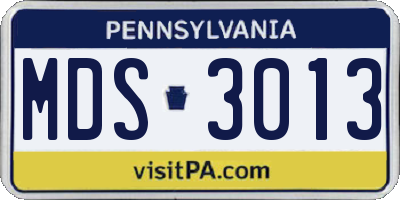 PA license plate MDS3013