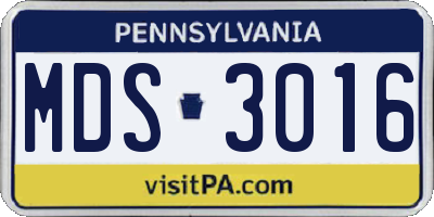 PA license plate MDS3016