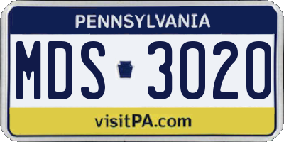 PA license plate MDS3020