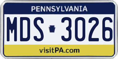 PA license plate MDS3026