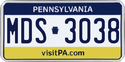PA license plate MDS3038