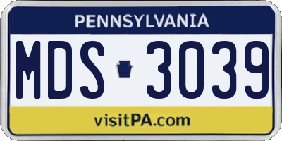 PA license plate MDS3039