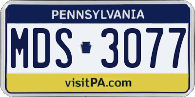 PA license plate MDS3077